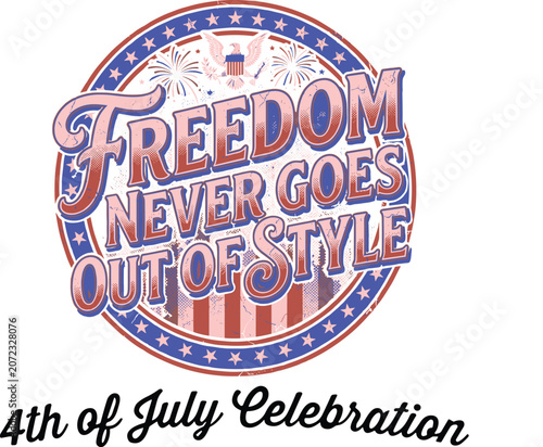 4th of July Celebration Vector Illustration with Patriotic Text