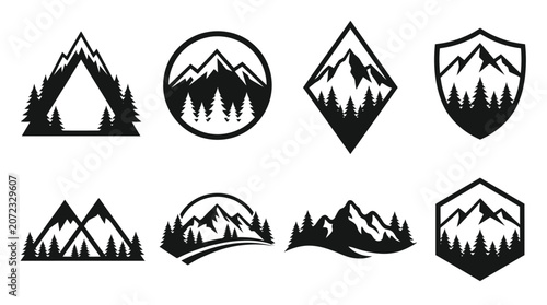 Bild auf Leinwand Minimalist geometric mountain peak landscape symbols