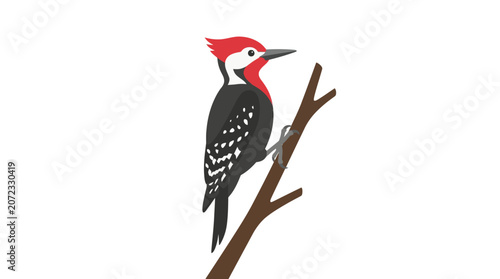 Foto Woodpecker bird perched on a tree branch.