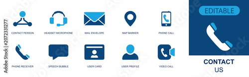 Fotografi Contact us icon set