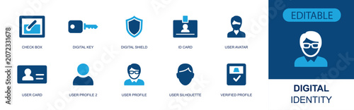 Valokuva Digital identity icon set