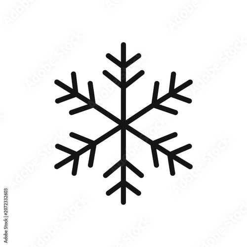 Black snowflake icon for winter designs