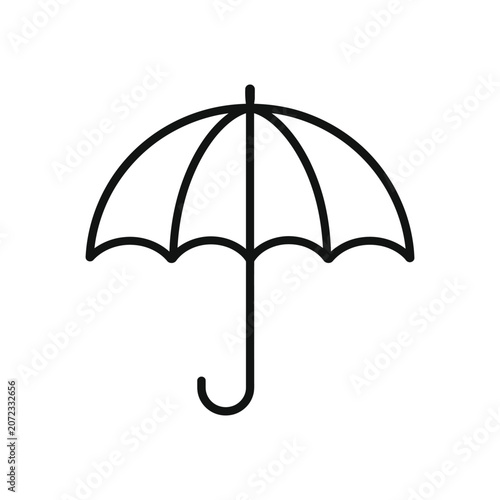 Black line drawing of an open umbrella