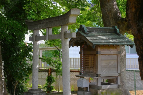 Εκτύπωση καμβά The stone torii gate and small shrine of Atago Shrine located at Gamo Ichirizuka