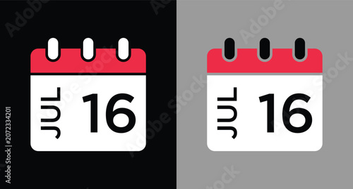 calendar - July 16 icon illustration isolated vector sign symbol
