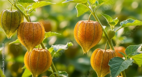 Cape Gooseberry Fruit With Golden Berry and Delicate Papery Husk Detail