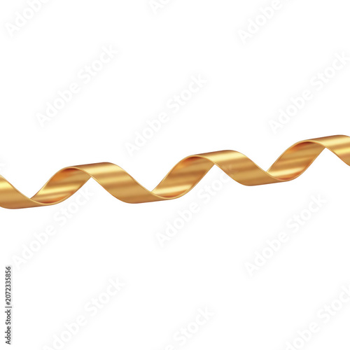 Decorative gold ribbon with decoration, metallic, celebration as transparent PNG
