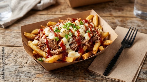Savory Pulled Pork Poutine with Golden Fries and Creamy Cheese Curds