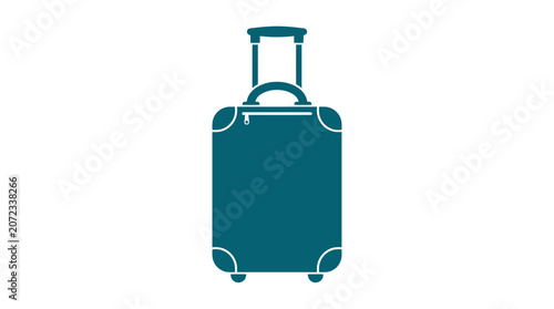 Teal travel suitcase flat vector illustration on white background.