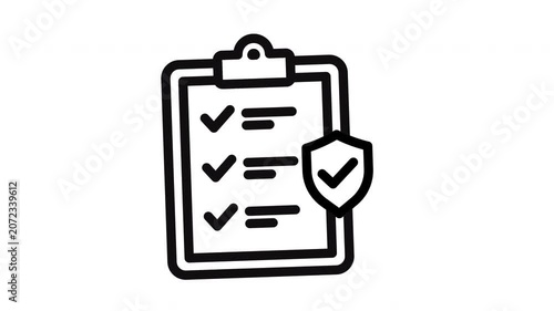 Safety Checklist Clipboard Line Art Icon Animation for Compliance Concept