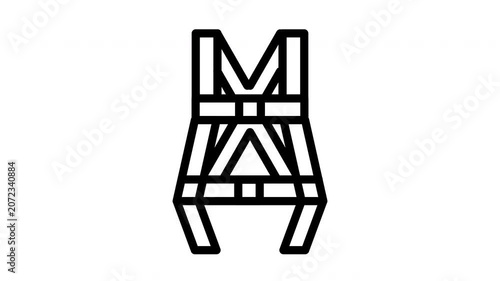 Safety Harness Line Art Icon Looping Animation for Fall Protection Concept