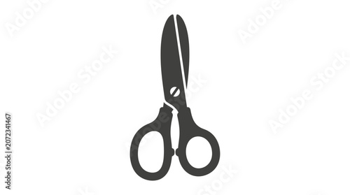 Obraz na plátně Black silhouette icon of sharp cutting scissors.