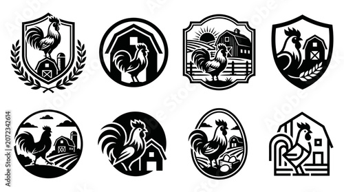 фотографія Rooster and poultry farm logo collection.