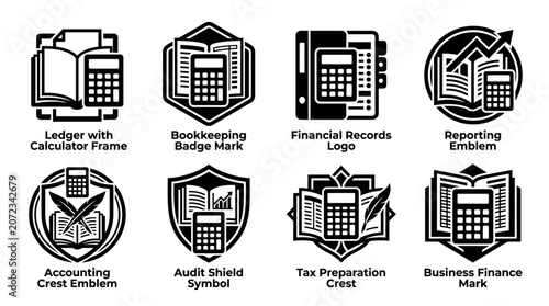 Professional accounting audit icons.