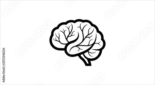 Tableau sur toile Stylized Brain Icon Represents Intelligence and Cognition.