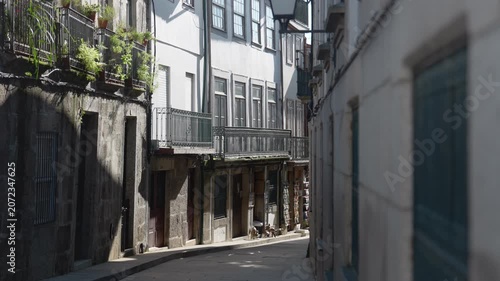 Porto Narrow Alley Street with Historic Buildings and Balconies - Portugal Old Town