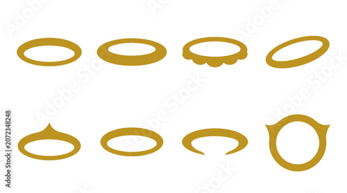 Golden angel halo icons for heavenly design themes.