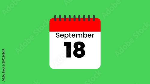 Animated Calendar with National POW/MIA Recognition Day on September 18