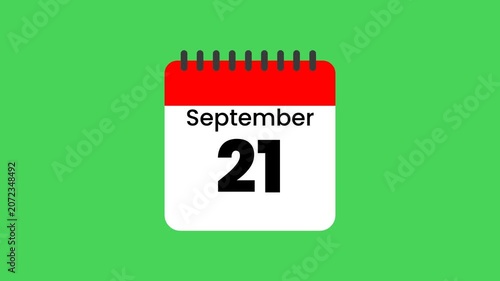 Animated Calendar Flipping to September 21 Yom Kippur Holiday Date