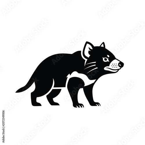 Black and white illustration of a Tasmanian devil.