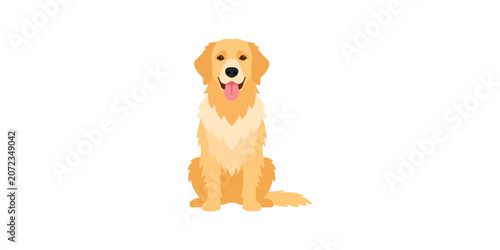 Adorable Golden Retriever Dog Sitting Illustration for Pet Care Advertising