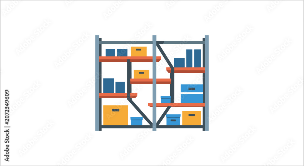 Fototapeta premium Warehouse Storage Shelving Unit Filled With Boxes.