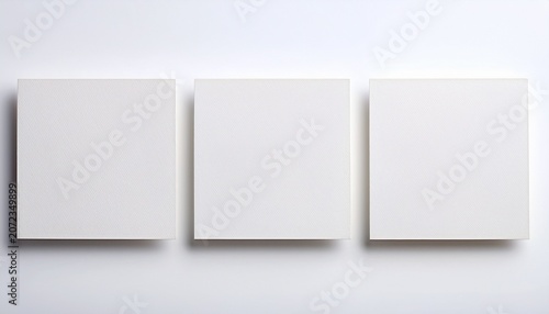 Three Blank White Square Cards On White Background