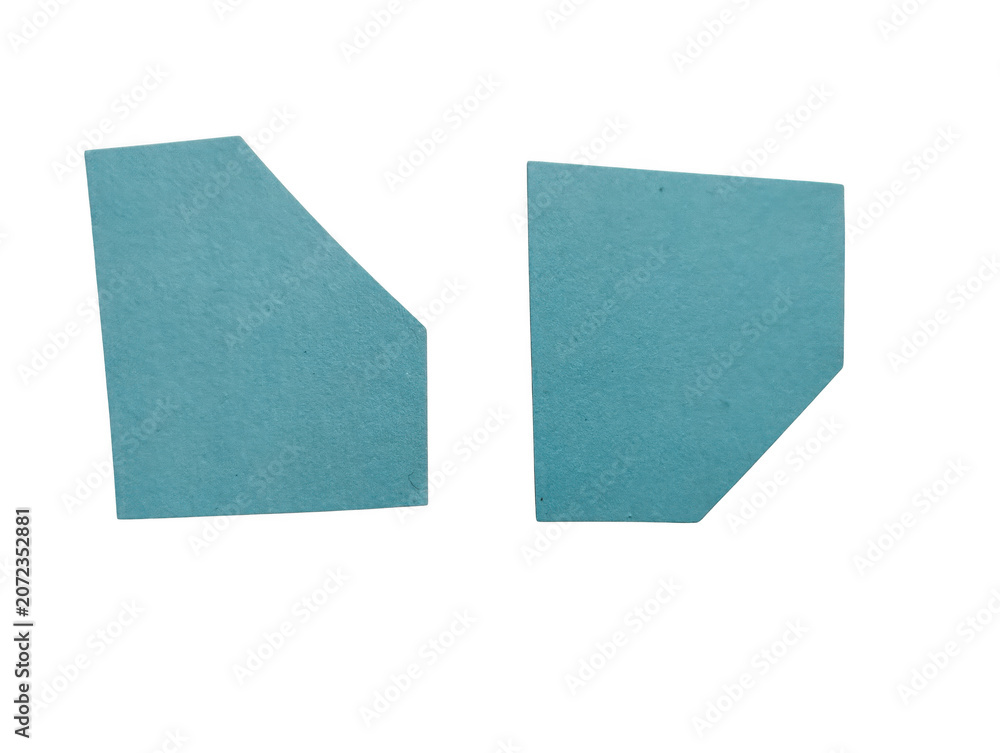Fototapeta premium Two separate blue geometric abstract shapes with rough texture isolated for design and web projects isolated on transparent background