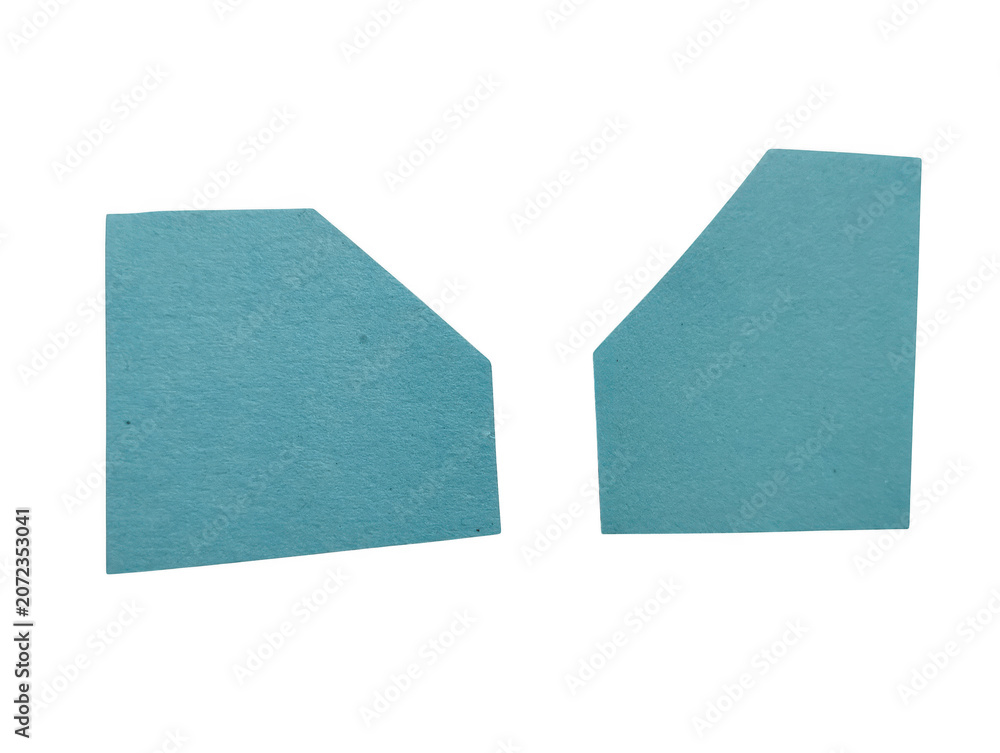Fototapeta premium Two teal blue abstract geometric shapes with soft edges arranged as a pair for modern graphic design isolated on transparent background