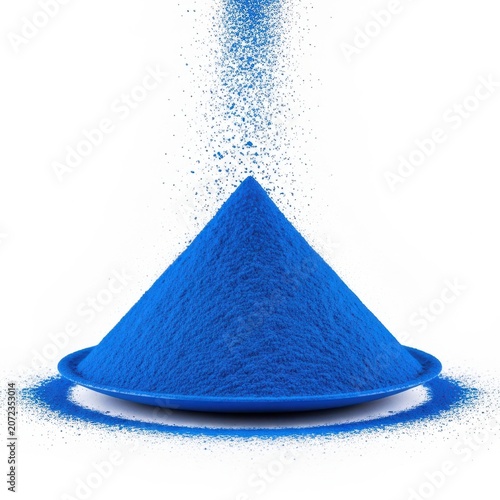 A Vibrant Blue Powder Piling Up Elegantly On A Circular Blue Plate