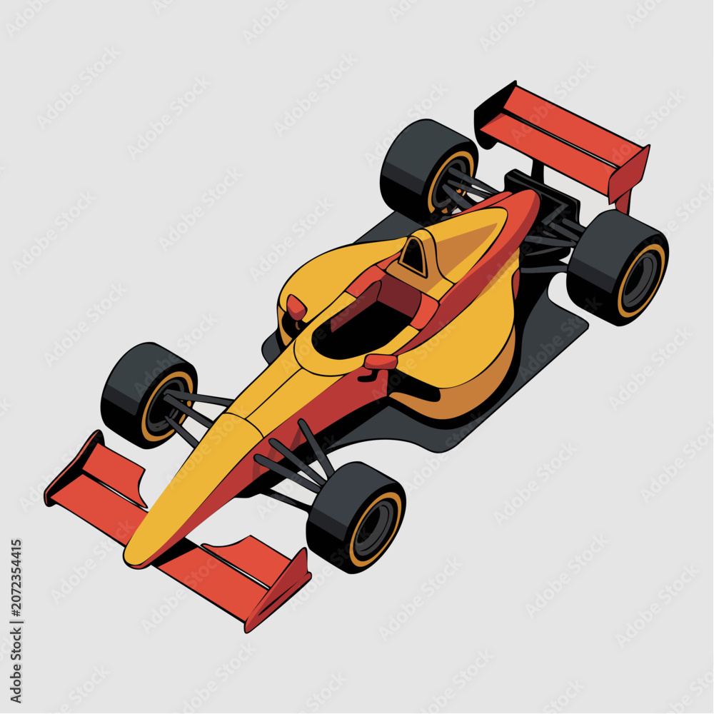 Naklejka premium Yellow and Red Racing Car Vehicle.