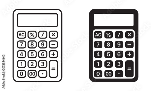 Two calculator icons black and white Vector, illustration