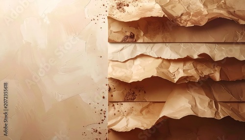 Abstract background with torn paper and textured plaster.