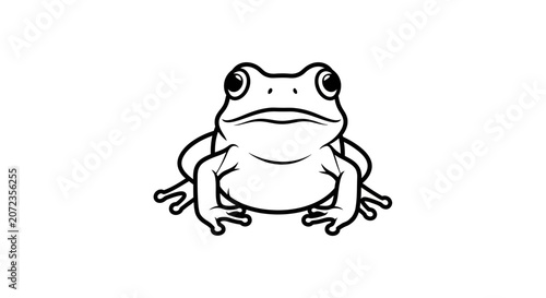 Cute Frog Illustration - Simple Line Art Character