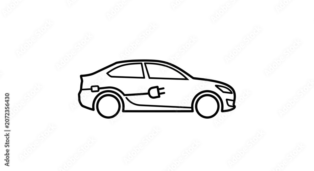 Naklejka premium Electric Car Icon - Clean Energy Vehicle Charging
