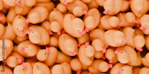 Εκτύπωση καμβά 3d rubber ducks in a pile, yellow rubber duck