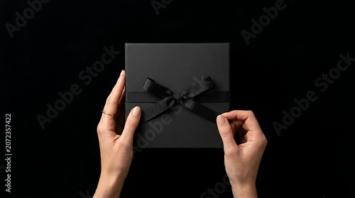 Black box mockup template in hands
