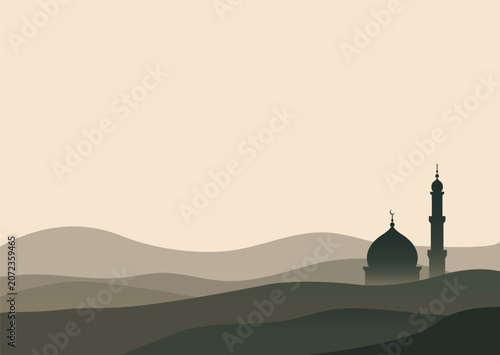 Minimalist Islamic Funeral Invitation Template with Mosque Silhouette