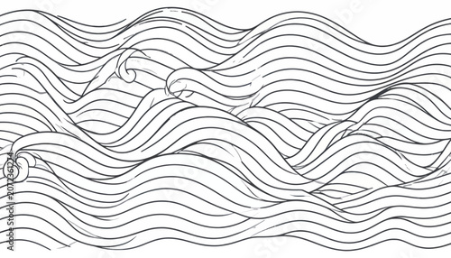 Stylized ocean waves pattern line art illustration.