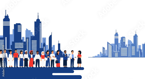 People standing on a platform.