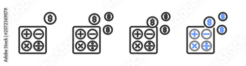 Konstfotografi The Ultimate calculation Styles with Variations Line of icon set vector illustra