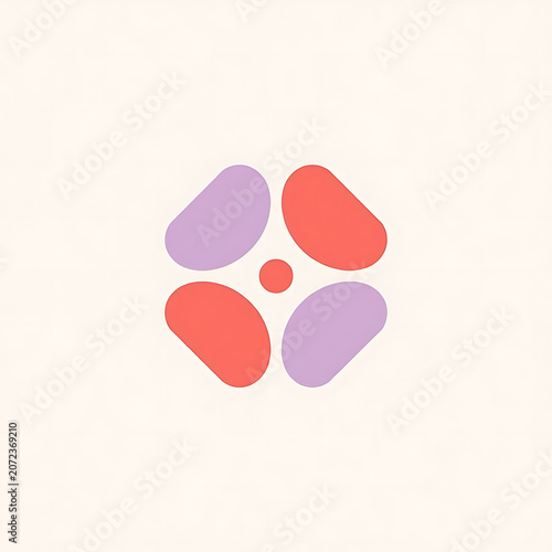 Coral And Lavender Petal Logo With Small Central Dot