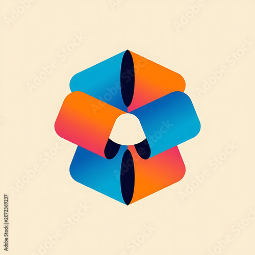 Colorful Abstract Flower Logo With Folded Petal Shapes