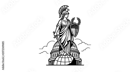 Statue of Lady Justice atop Capitol Building dome.