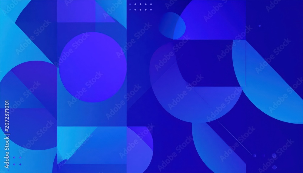 Obraz premium Abstract geometric background with blue and purple circular shapes.