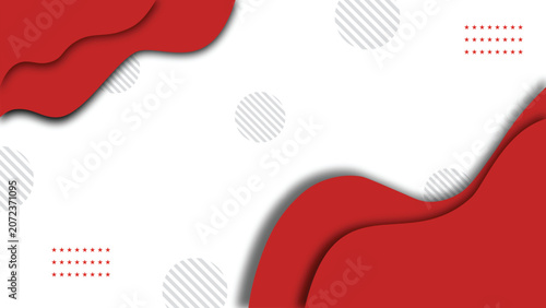 Abstract Red Liquid Wave Shapes on White Background with Minimalist Geometric Pattern Design Elements