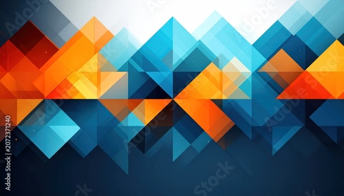 Abstract geometric cluster pattern in blue and orange tones.