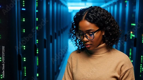 Woman in server room