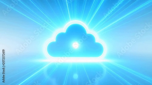 Blue glowing cloud with light rays