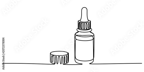Konstfotografi Continuous single line drawing of a glass dropper bottle with a cap for essentia